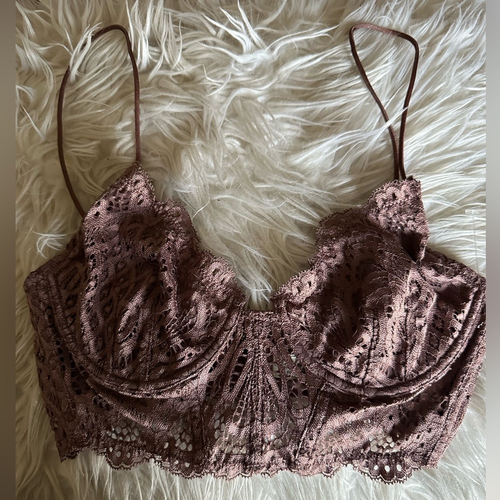Free People Intimately Lace Longline Underwire Bra-NWOT